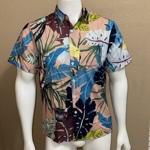 Lars Amadeus Hawaiian Floral Print Short Sleeves Button Down Tropical Shirt